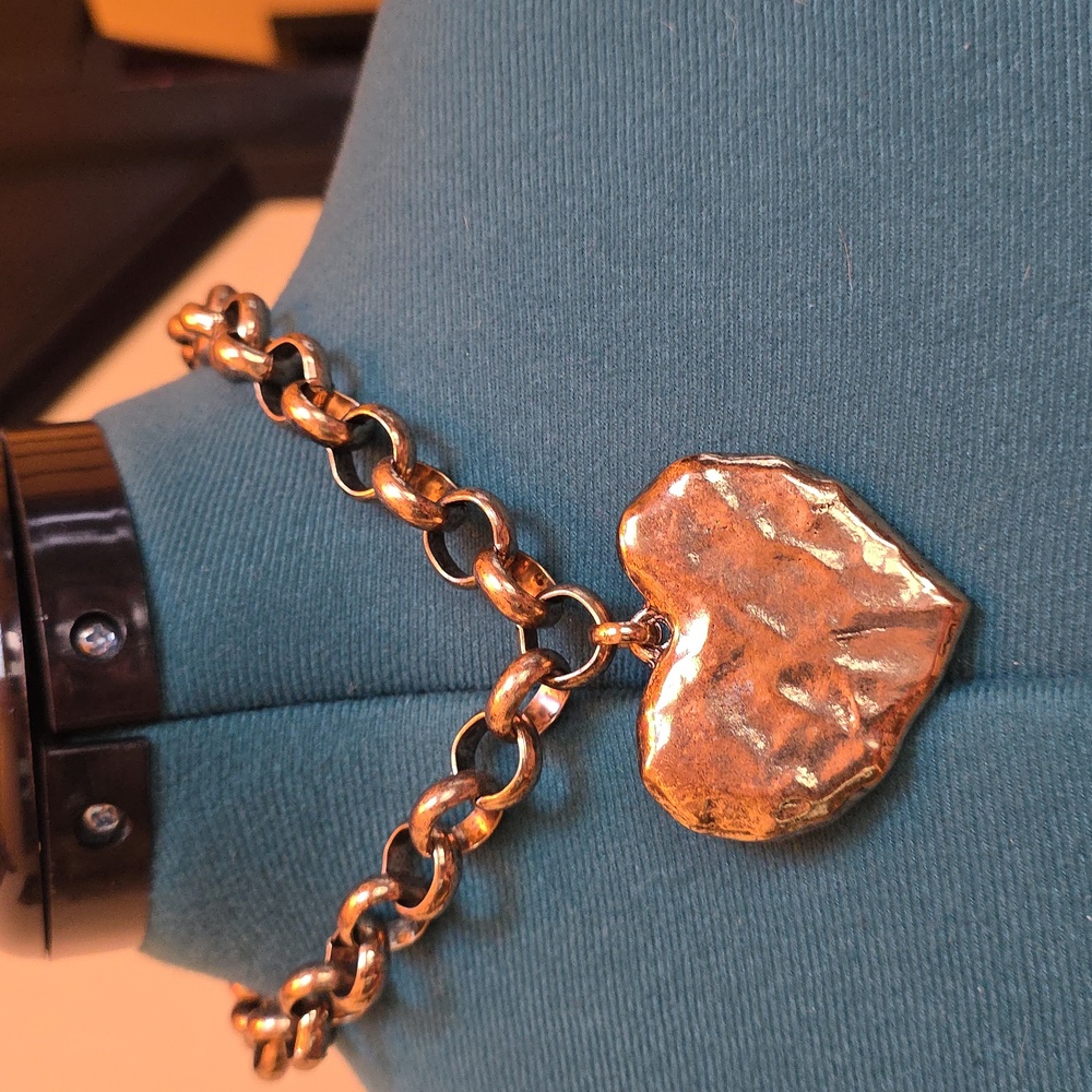 Chunky Heavy Gold Heart Pendant Fashion Necklace